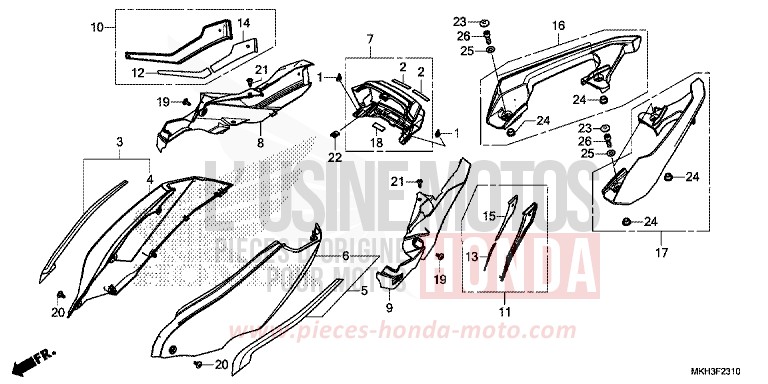 REAR COWL for X-ADV 750 VICTORY RED (R334) from 2017